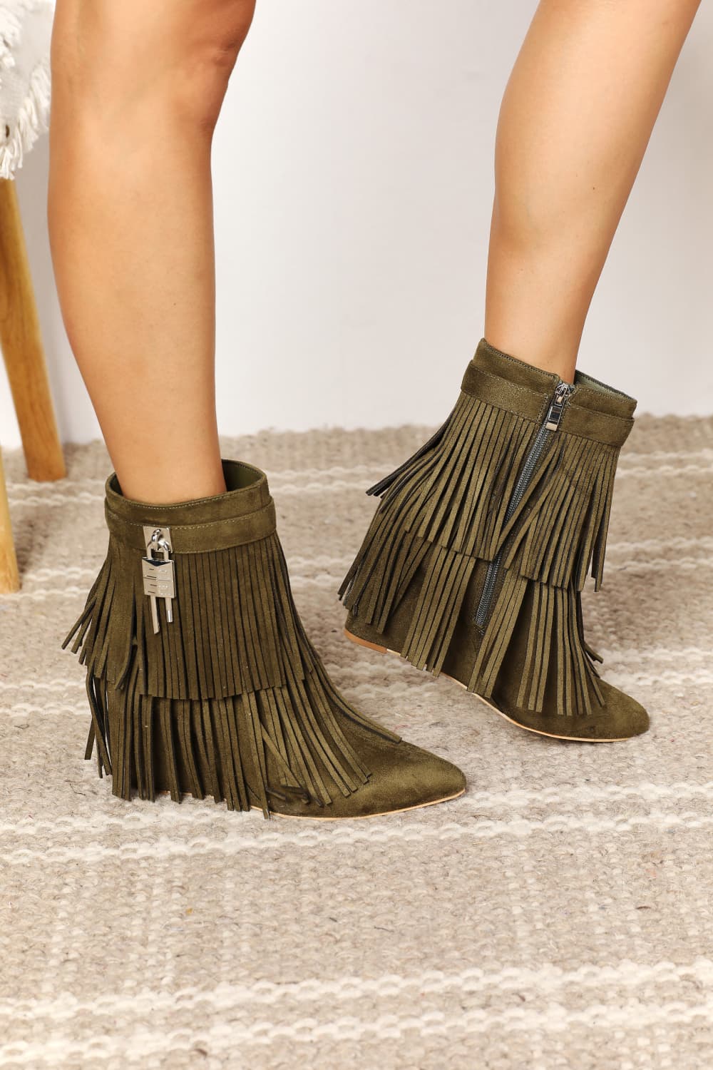 Botines de tacón de cuña con borlas para mujer Legend Imagen secundaria del producto
